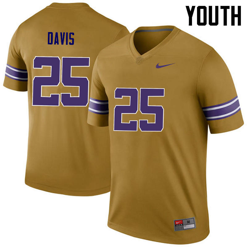 Youth LSU Tigers #25 Drake Davis College Football Jerseys Game-Legend